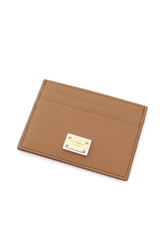 leather card holder with logo plaque