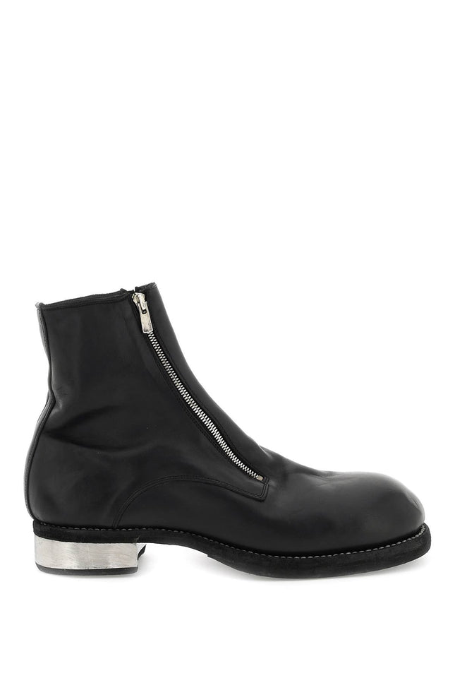 leather double-zip ankle boots