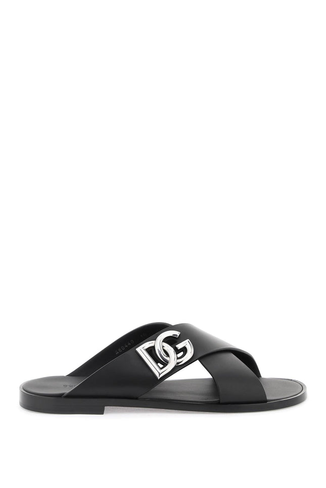Leather Sandals With Dg Logo