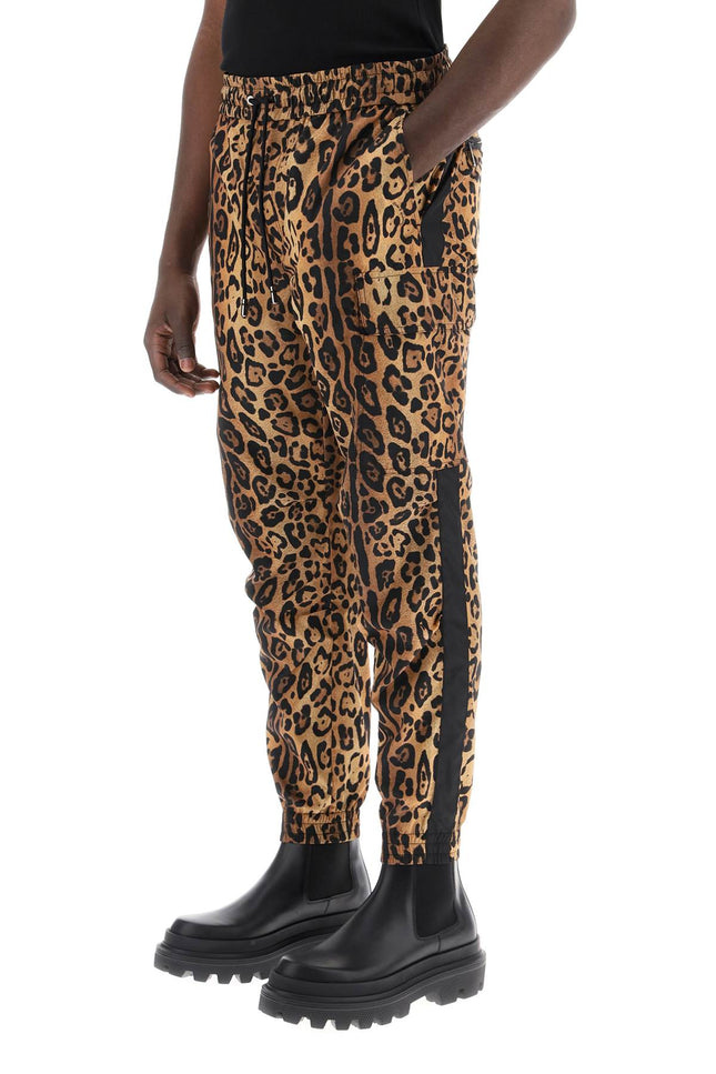 Leopard Print Nylon Jogger Pants For