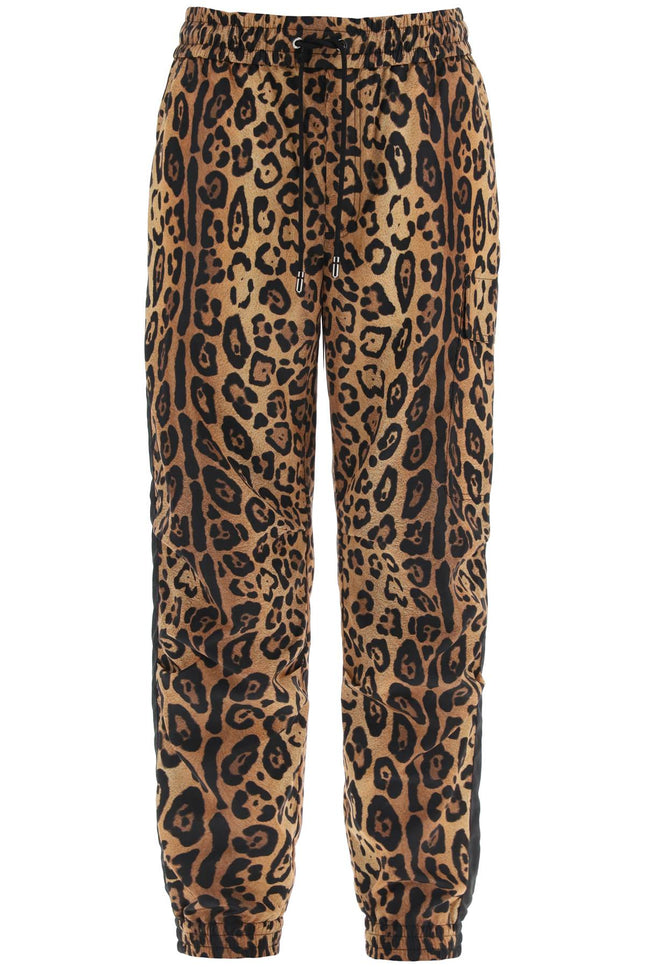 Leopard Print Nylon Jogger Pants For