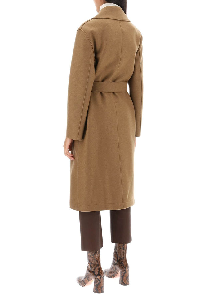 Long Robe Coat In Pressed Wool And Polaire