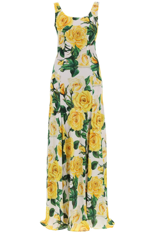 maxi dress with rose print