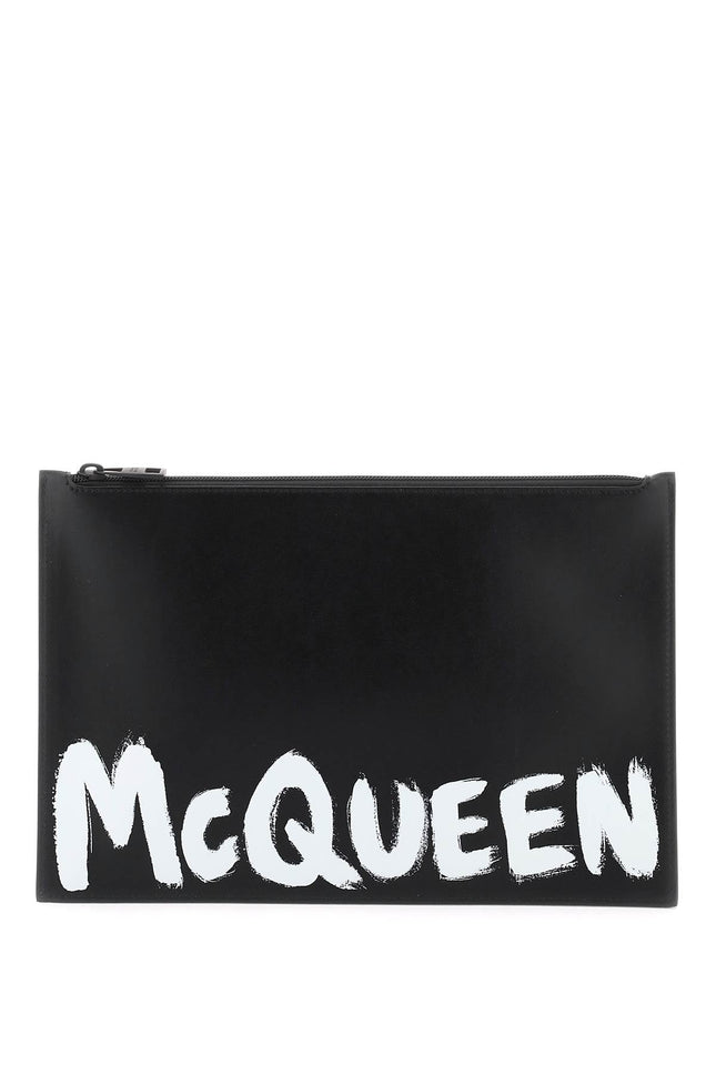 'mcqueen graffiti' leather flat pouch
