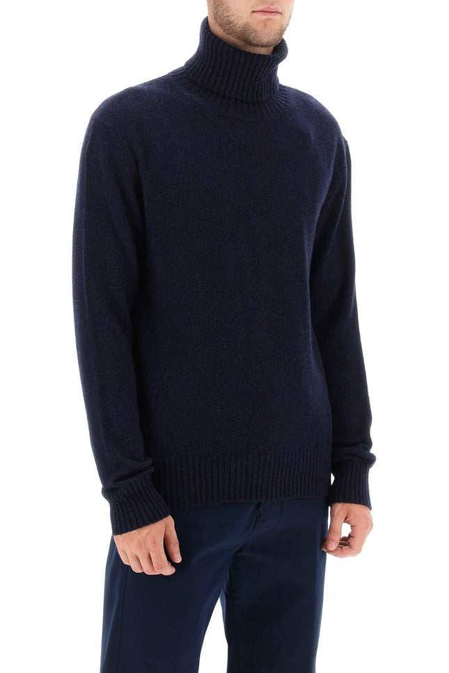 melange-effect cashmere turtleneck sweater
