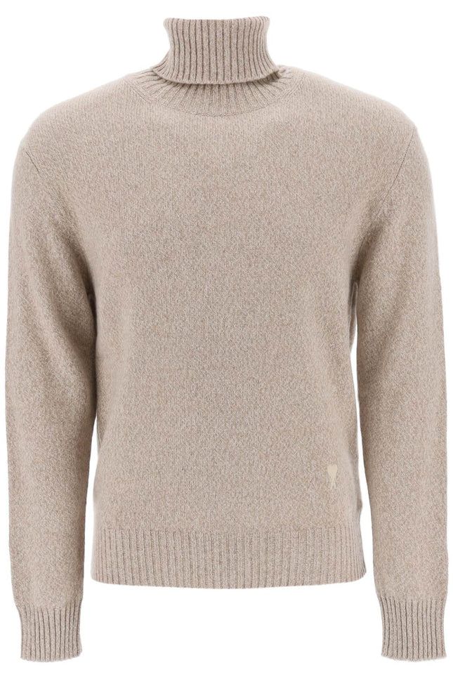 melange-effect cashmere turtleneck sweater