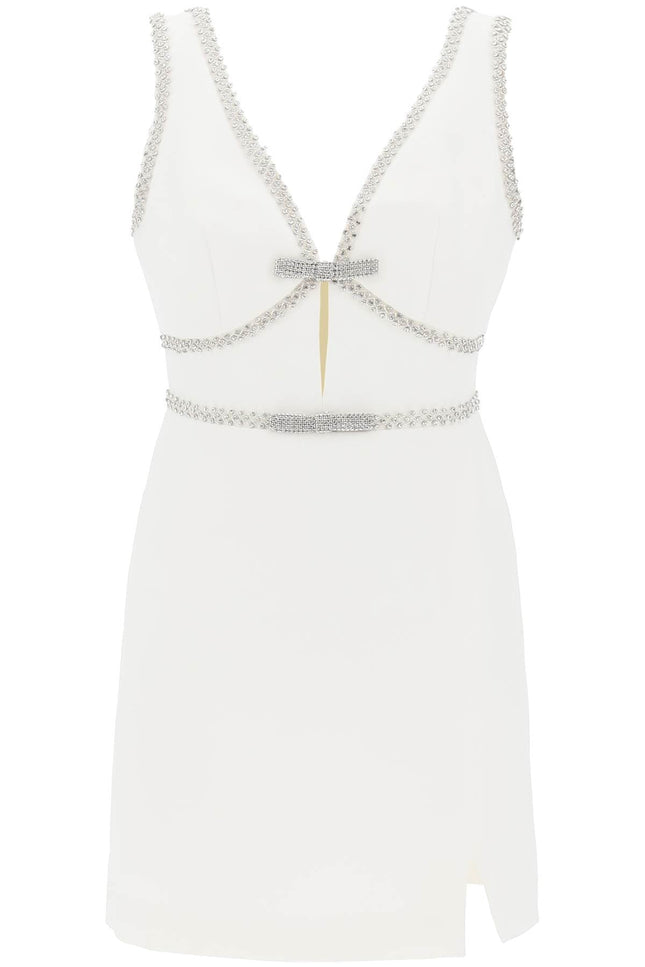 "Mini Dress With Crystal Trimmings - White