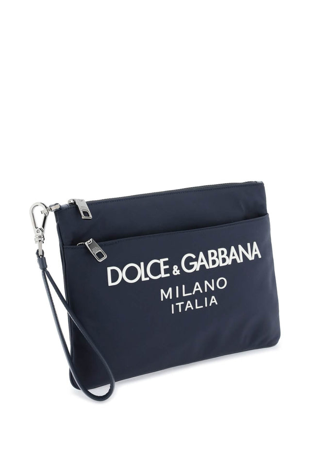 nylon pouch with rubberized logo