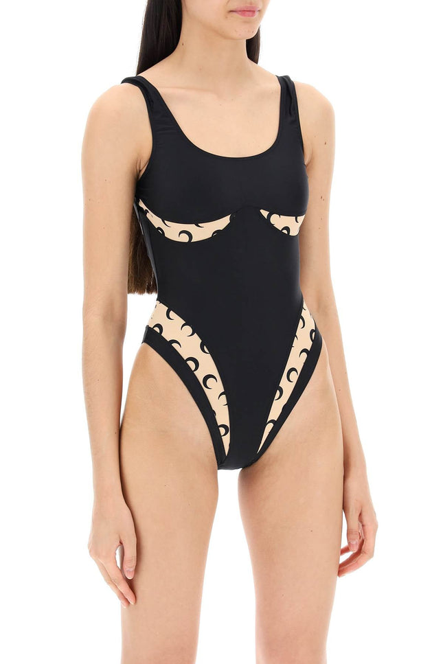 one-piece swimsuit with all over moon inserts