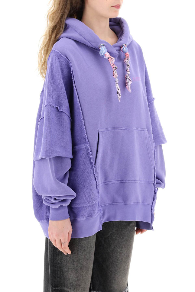 Oversized Hooded Sweatshirt - Purple