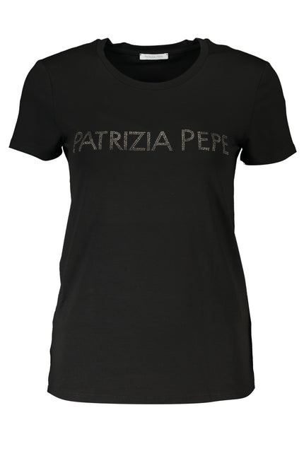 PATRIZIA PEPE WOMEN'S SHORT SLEEVE T-SHIRT BLACK-T-Shirt-PATRIZIA PEPE-Urbanheer