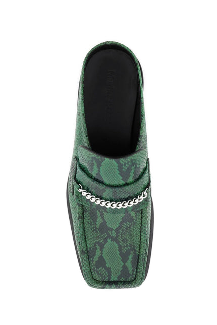 Piton-Embossed Leather Loafers Mules