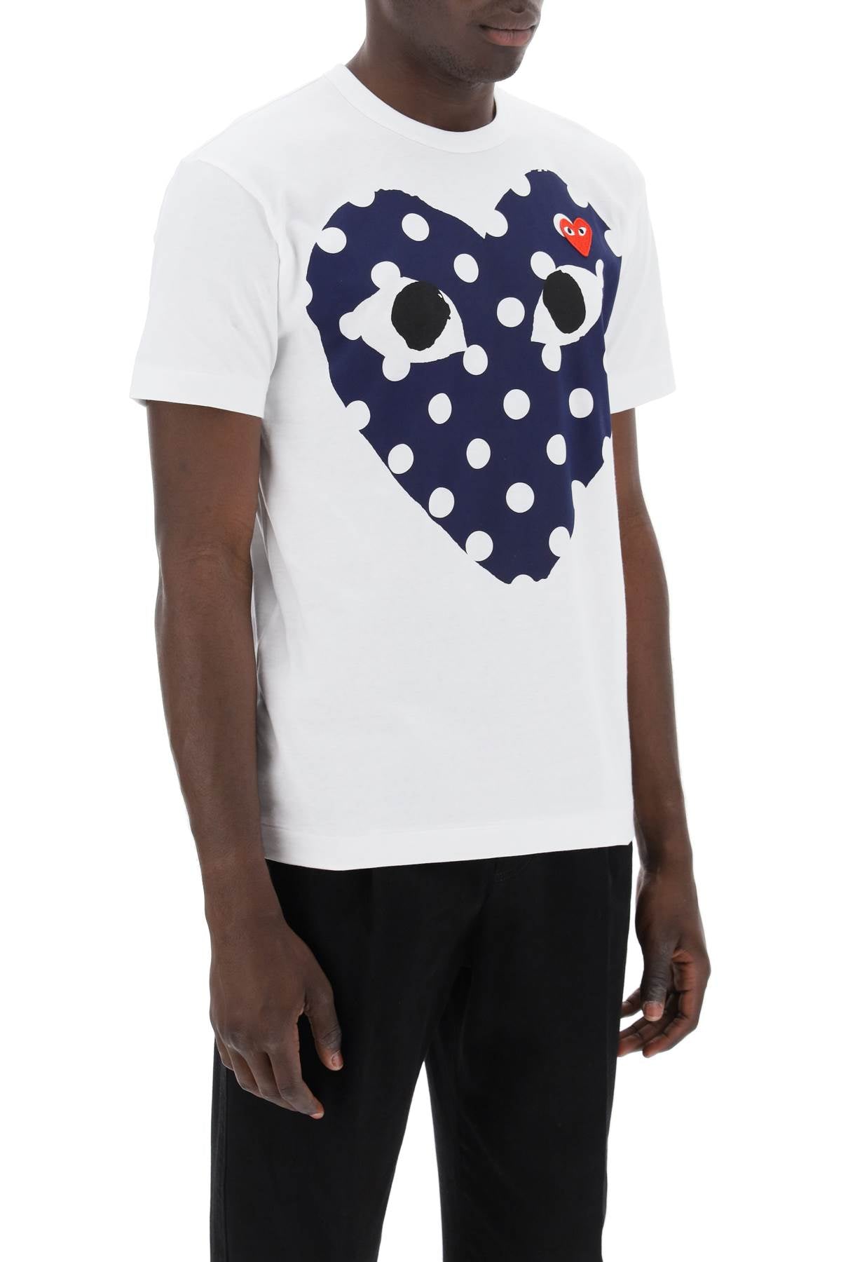 "Polka Dot Heart Print T-Shirt-men > clothing > t-shirts and sweatshirts > t-shirts-Comme Des Garcons Play-l-Bianco-Urbanheer