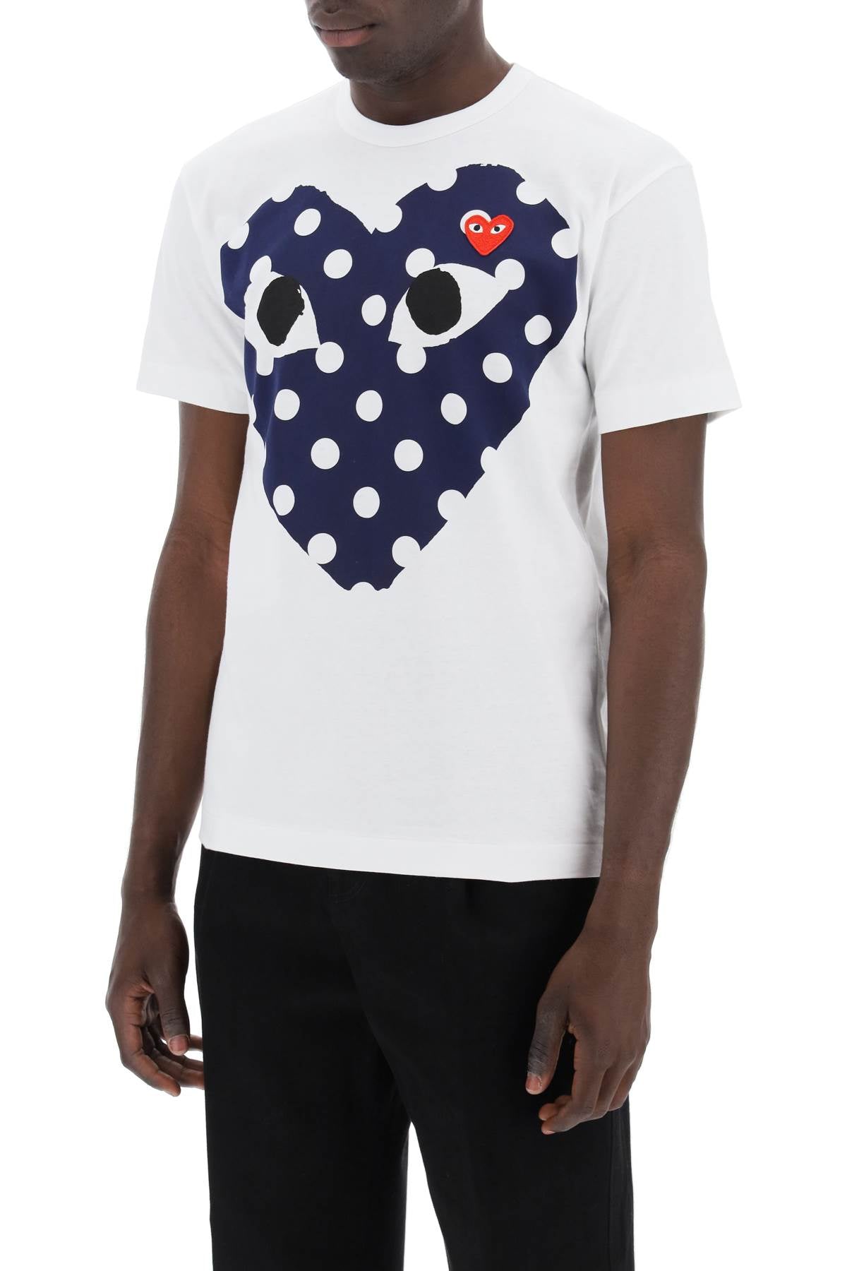 "Polka Dot Heart Print T-Shirt-men > clothing > t-shirts and sweatshirts > t-shirts-Comme Des Garcons Play-l-Bianco-Urbanheer