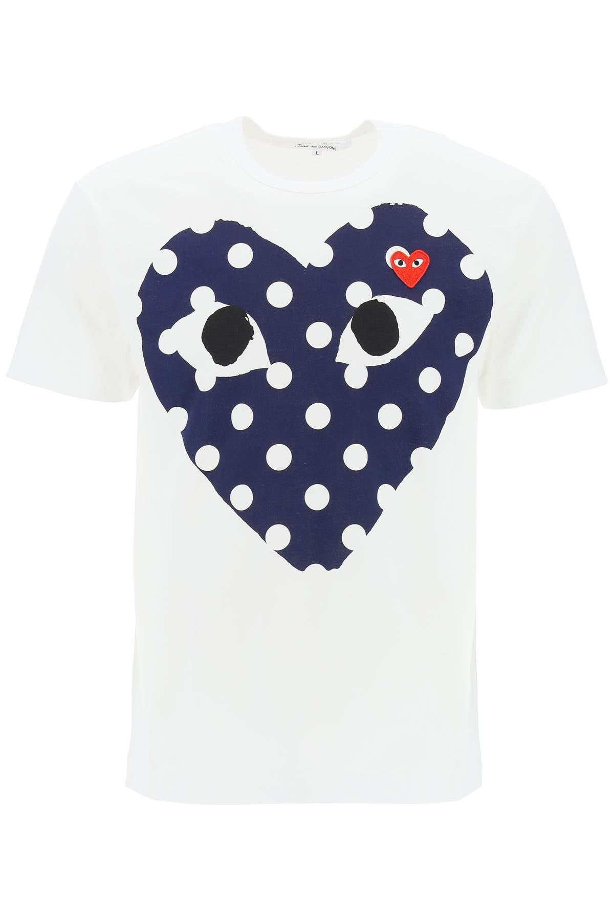 "Polka Dot Heart Print T-Shirt-men > clothing > t-shirts and sweatshirts > t-shirts-Comme Des Garcons Play-l-Bianco-Urbanheer