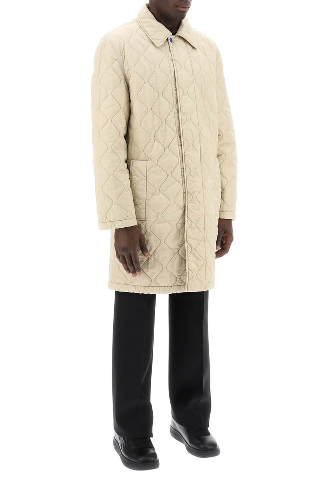 quilted nylon midi car coat with