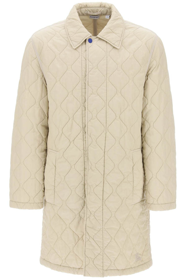 quilted nylon midi car coat with