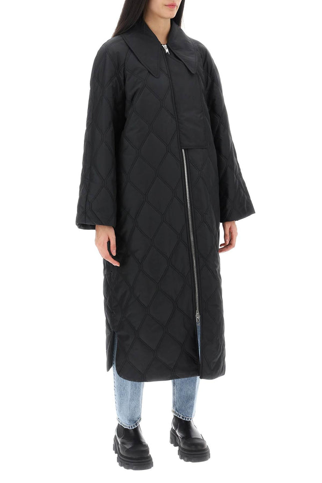 Quilted Oversized Coat - Black