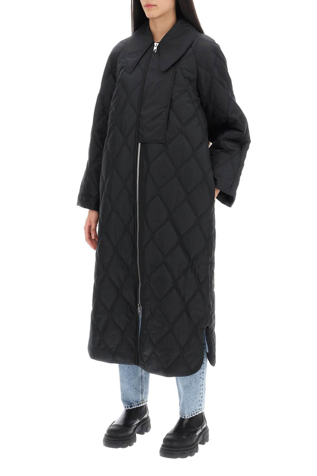 Quilted Oversized Coat - Black