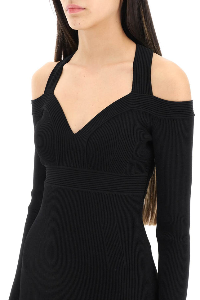 ribbed knit mini dress - Black