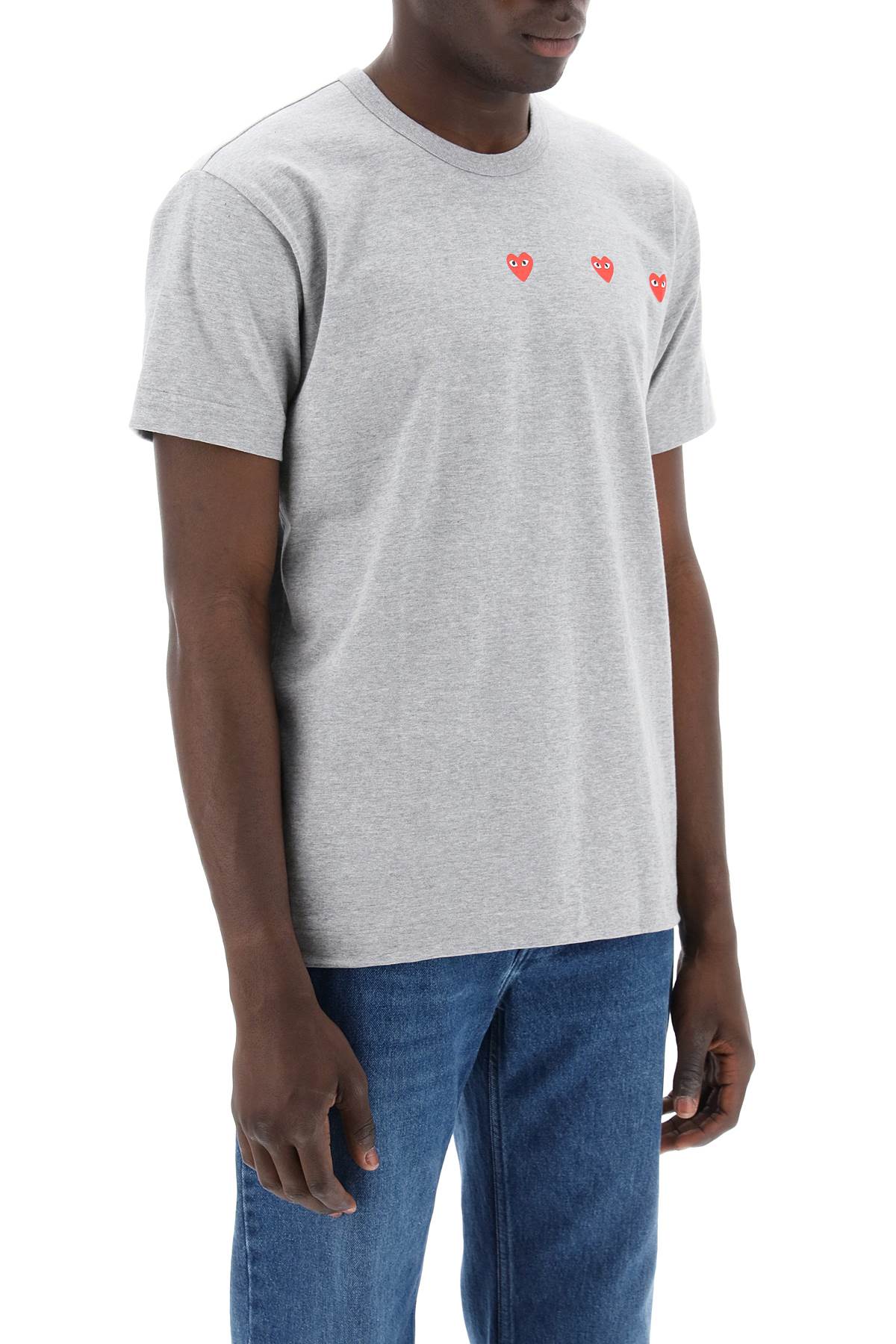 "Round-Neck T-Shirt With Heart-men > clothing > t-shirts and sweatshirts > t-shirts-Comme Des Garcons Play-l-Grigio-Urbanheer