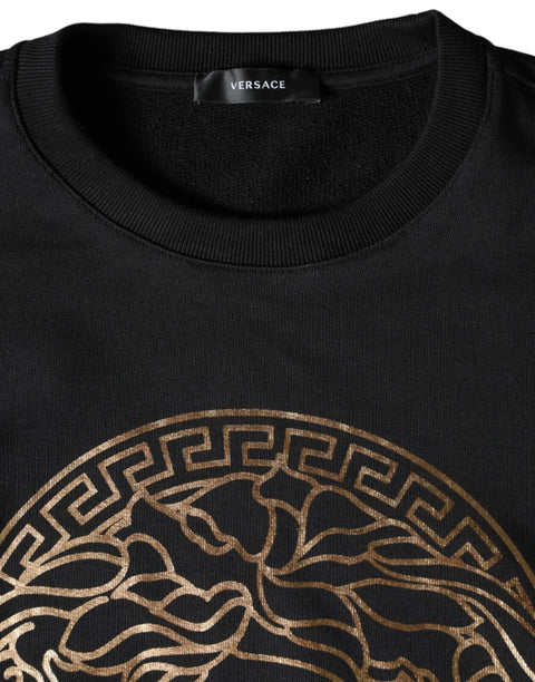 Versace Black Hoodie with Gold Medusa Logo