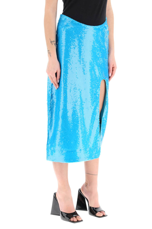 Sequined Midi Skirt - Light Blue