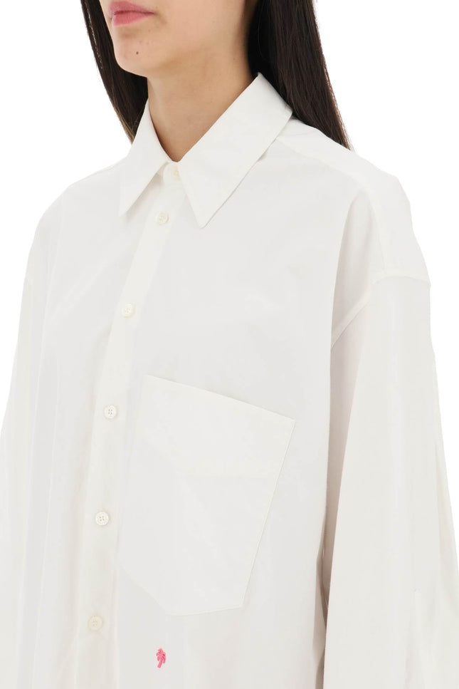 shirt dress with bell sleeves - White