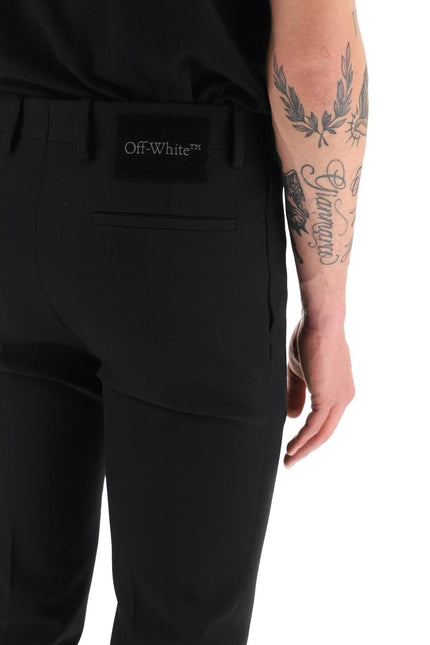 Slim Tailored Pants With Zippered Ankle - Black