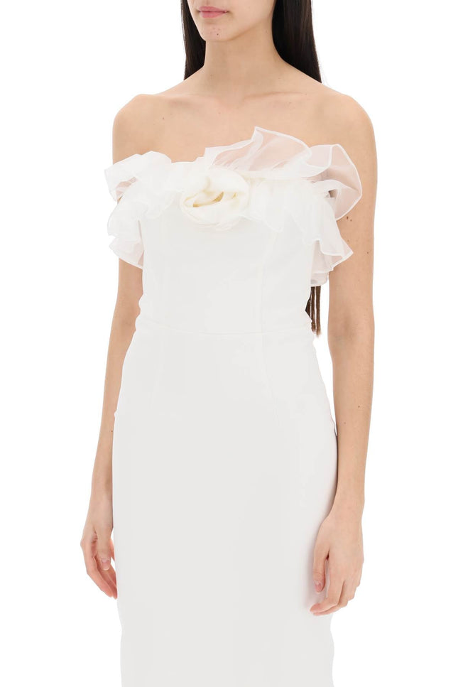 Strapless Dress With Organza Details - White