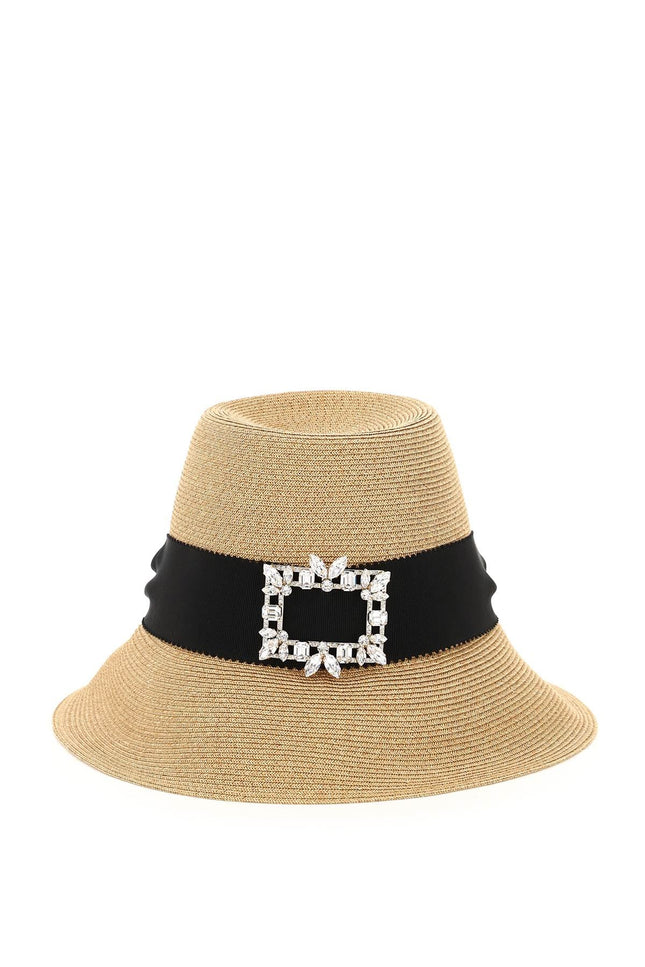 straw hat with broche vivier buckle