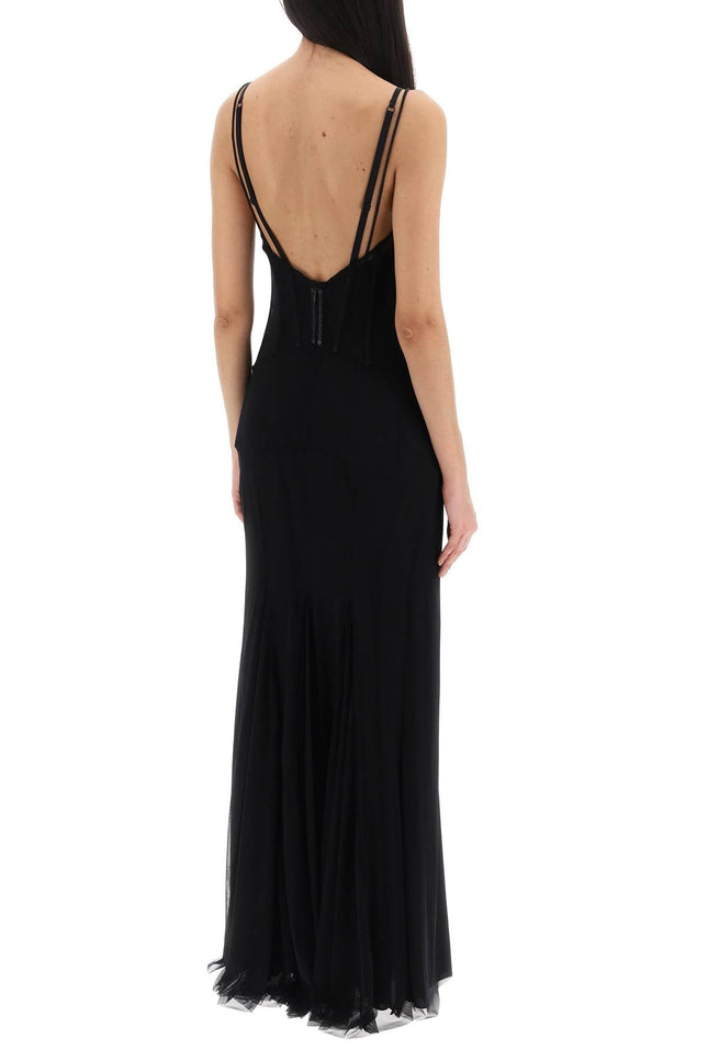 Stretch Tulle Maxi Bustier Dress In