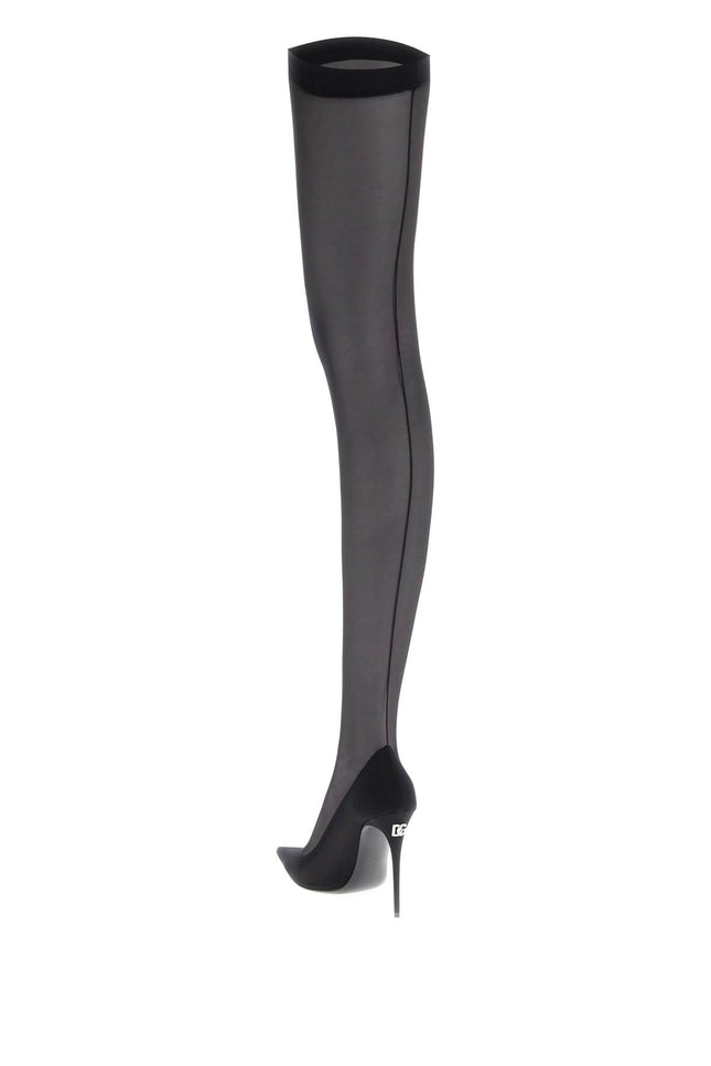 Stretch Tulle Thigh-High Boots