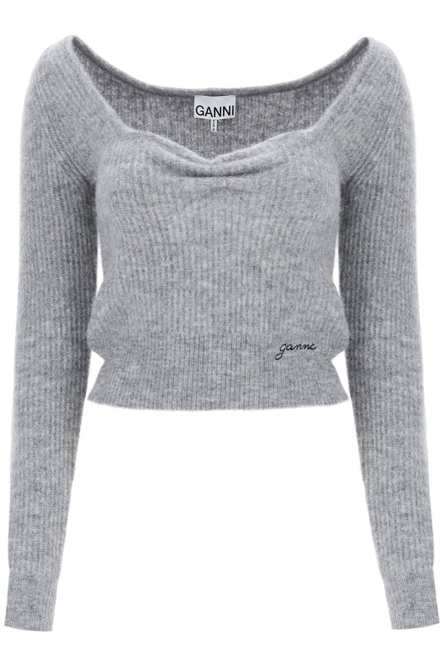 Sweater With Sweetheart Neckline - Grey