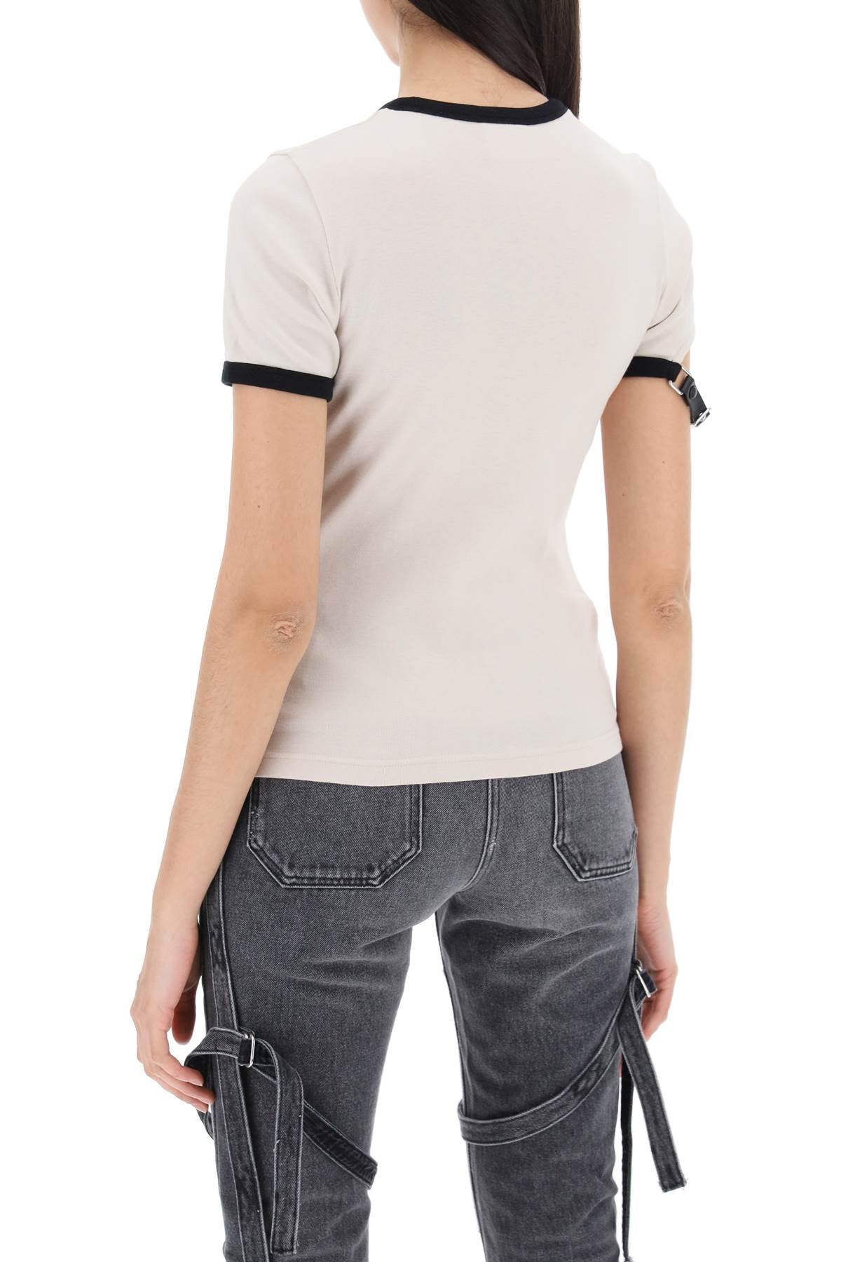 T-Shirt With Buckle Fast-women > clothing > tops and sweatshirts > t-shirts and polo shirts-Courreges-l-Nero-Urbanheer