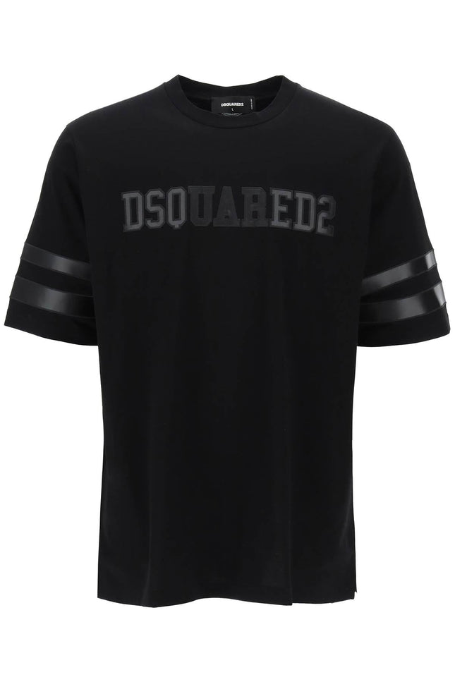 t-shirt with faux leather inserts