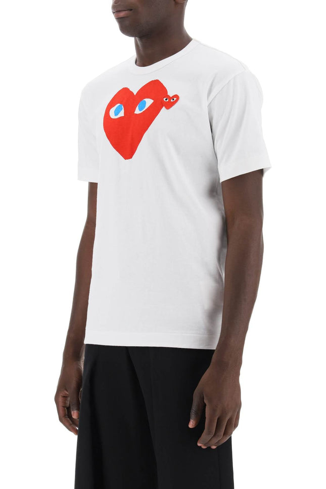 T-Shirt With Heart Print And Embroidery