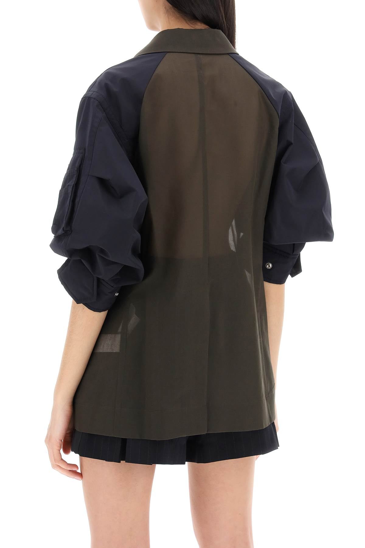 Taffeta Sleeve Jacket With Eight-women > clothing > jackets and blazers > casual jackets-Sacai-2-Verde-Urbanheer