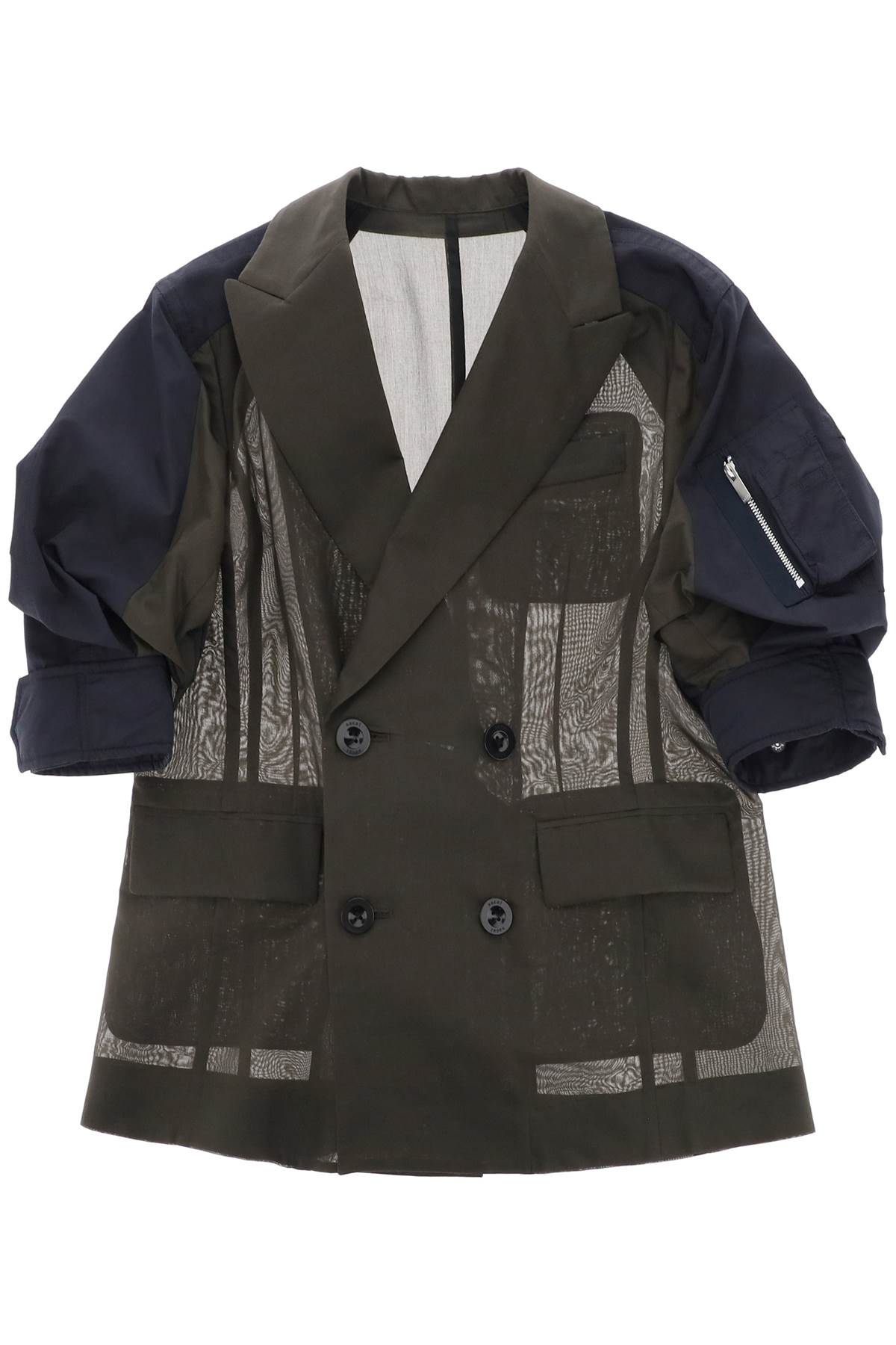 Taffeta Sleeve Jacket With Eight-women > clothing > jackets and blazers > casual jackets-Sacai-2-Verde-Urbanheer