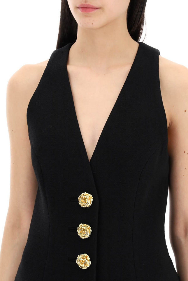 tailored vest with rose buttons