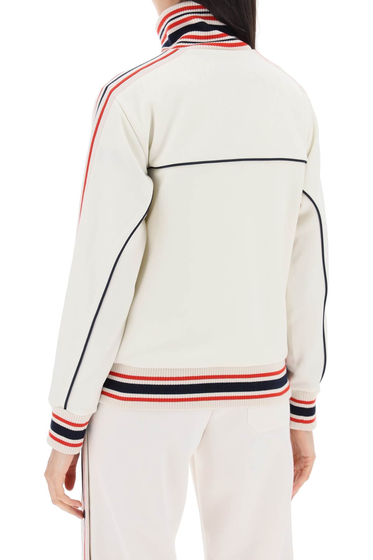 "Track Sweatshirt With Contrasting Hem Edges-women > clothing > tops and sweatshirts > sweatshirts-Golden Goose-m-Bianco-Urbanheer