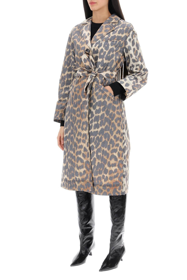 trench coat in leopard faille