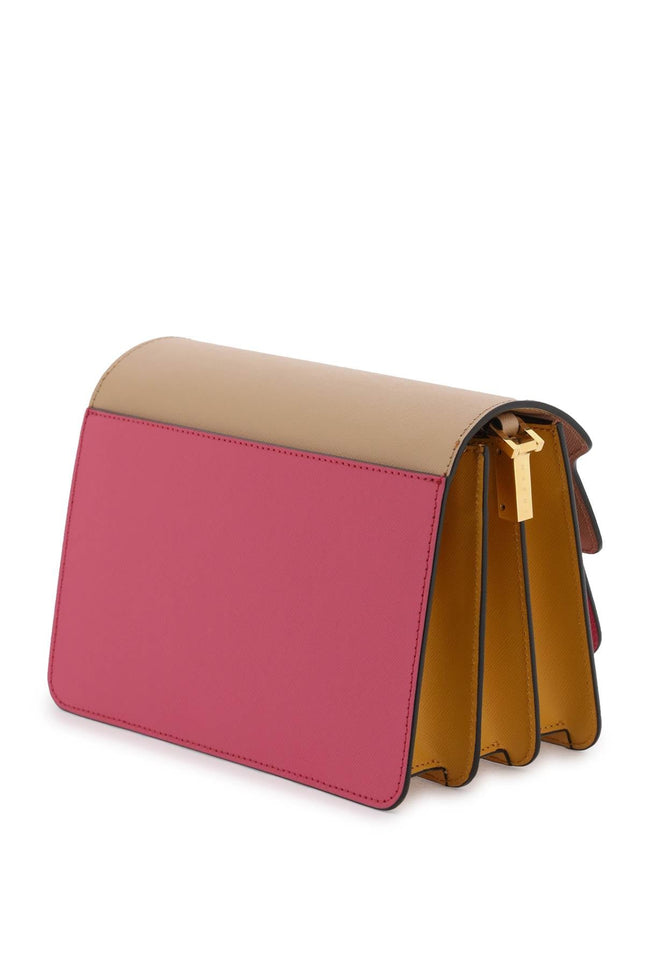 tricolor leather medium trunk bag - Beige