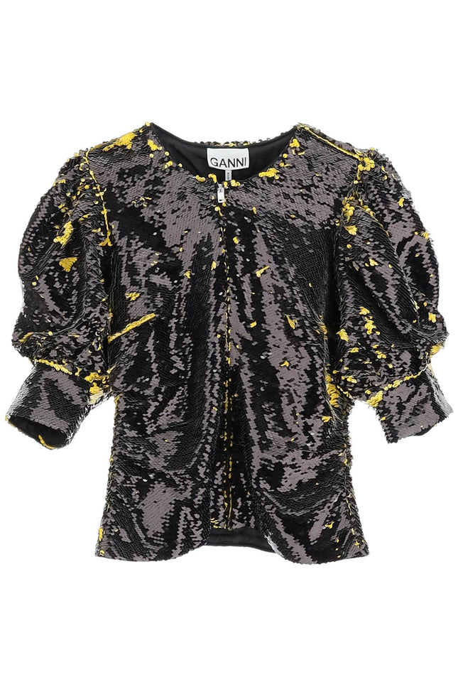 Two-Tone Sequin Top - Black