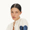 Cupid Linen Shirt - Off-White with Metallic Dark Blue Hearts-Shirt-Lanhtropy-XS-Off-white w/Foil Dark Blue Hearts-Urbanheer