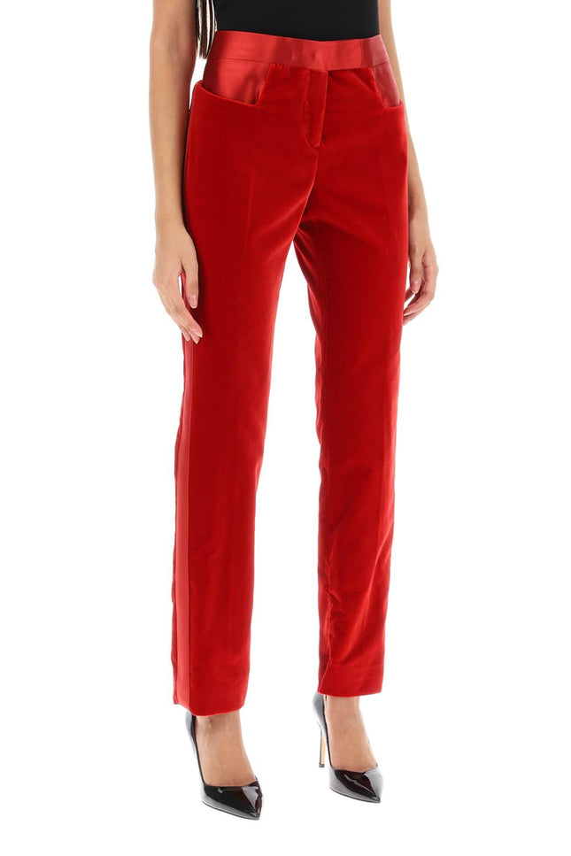 velvet pants with satin bands