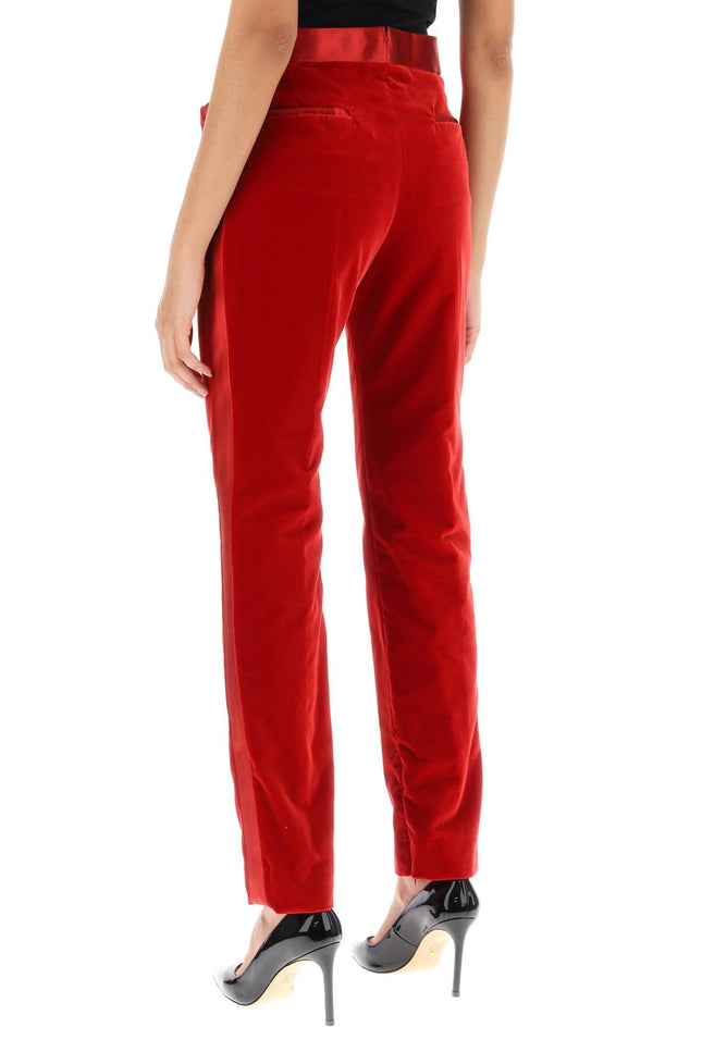 velvet pants with satin bands