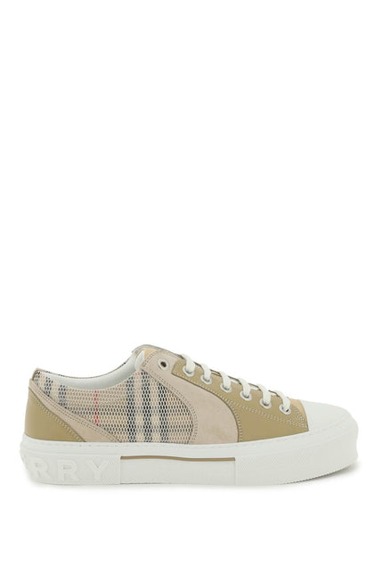 Vintage Check &Amp, Leather Sneakers - Beige