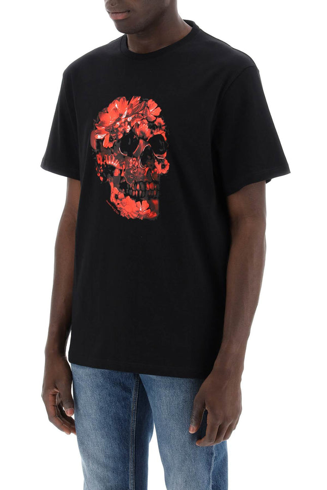 wax flower skull printed t-shirt