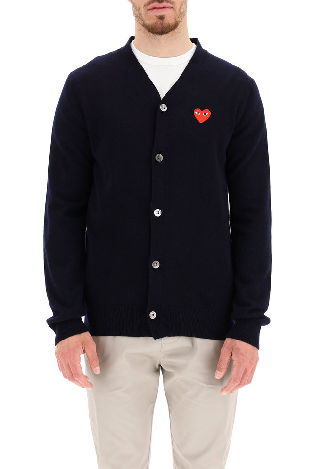 Wool Cardigan With Heart Patch
